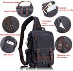 Leaper Canvas Messenger Bag Sling Bag Cross Body Bag Shoulder Bag Black, L - Image 2